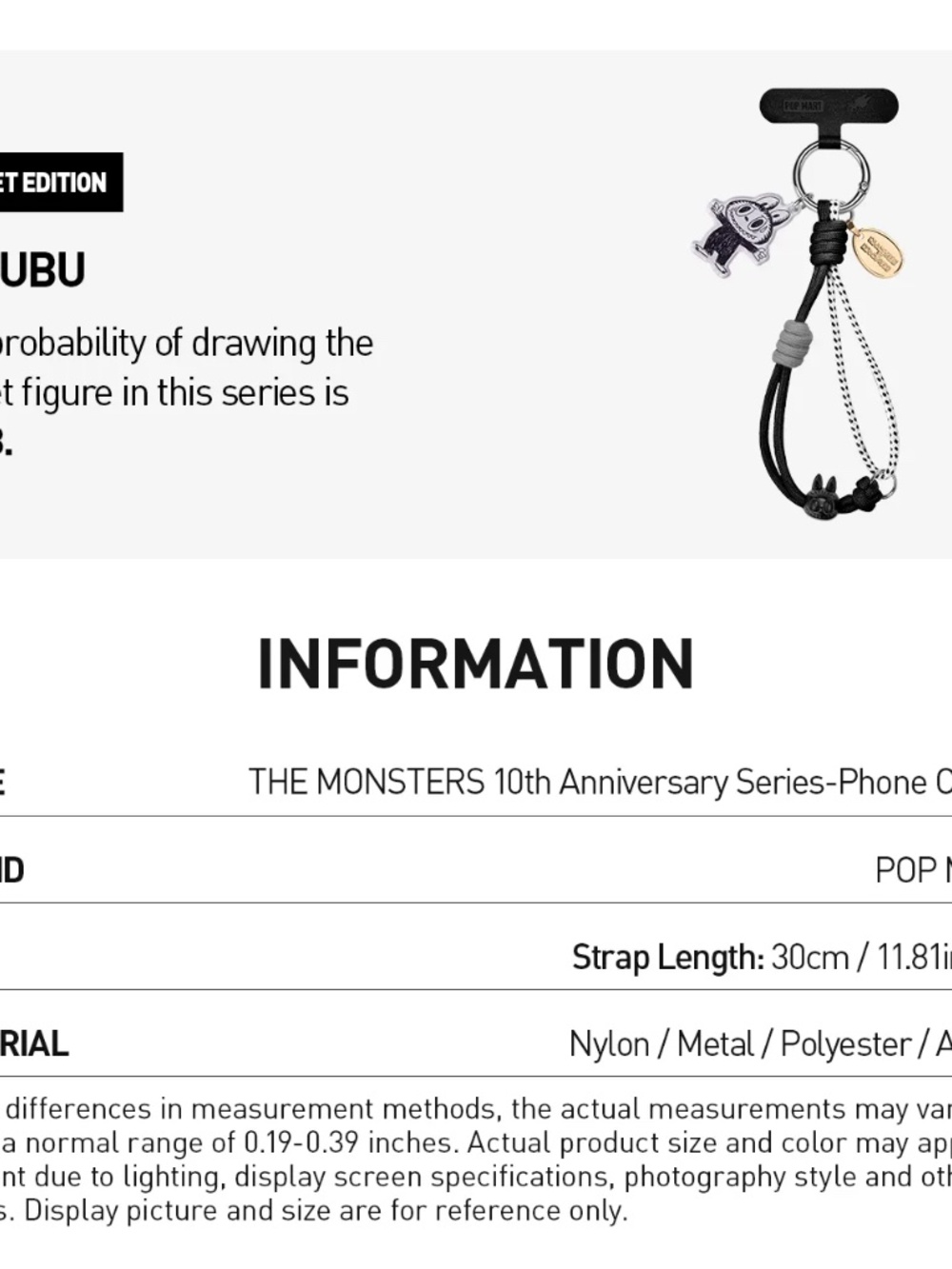 Pop Mart The Monsters 10th Anniversary Phone Charm MOKOKO - (pop now) - Picture 5 of 5